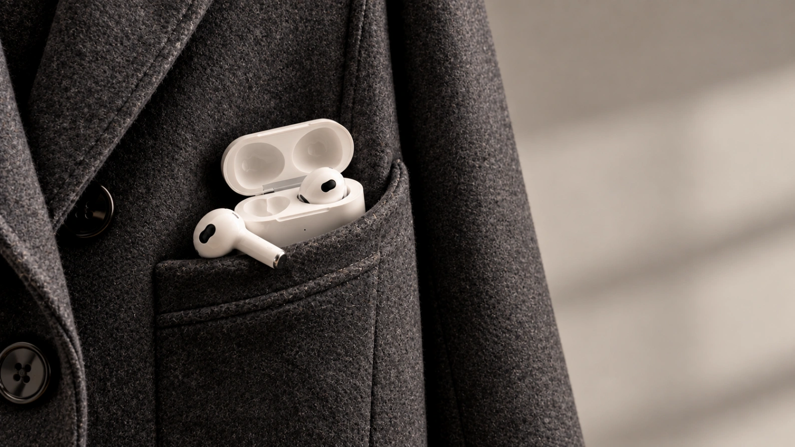 Wool-Coat Earbuds Fashion Ad
