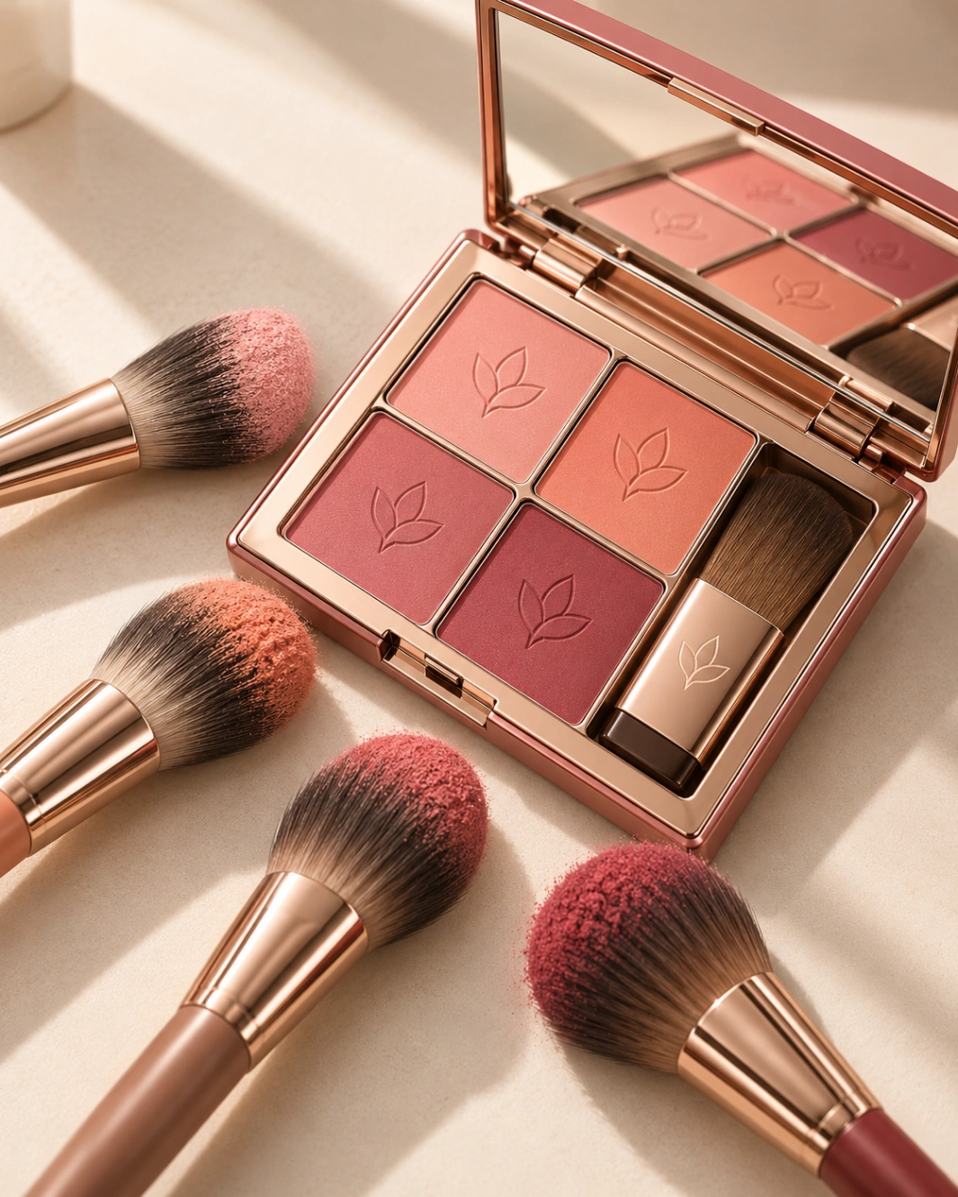 AI Product Photography Prompt: Blush Palette Still Life