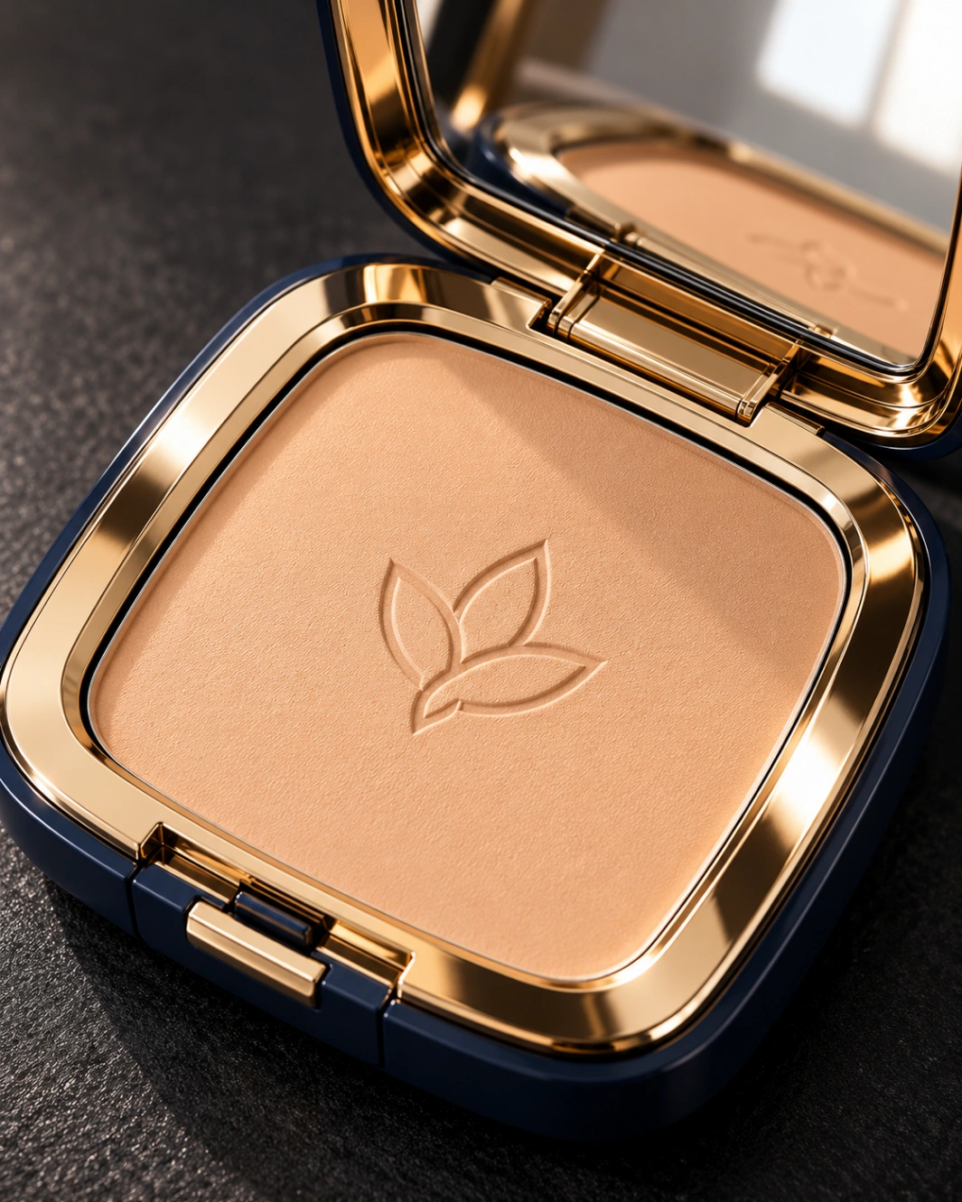 Beauty Product Photography Prompt: Compact Powder Macro